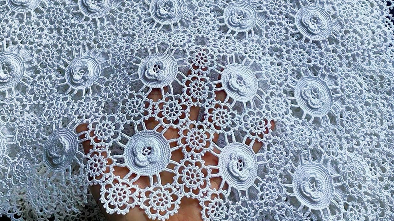 Crochet Tablecloth, Crochet Table runner🧶With Wonderful Crochet Motif Pattern, Tutorial Crochet Lace