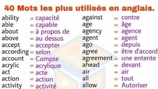 ✅100 Mots Couramment Utilisés En Anglais Commençant Par La Lettre A #10MotsParJourChallenge #WEESER