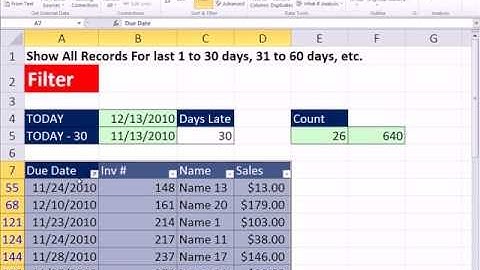 Excel Magic Trick 753: Extract Records For Invoices 30 Days Past Due -- Filter Method