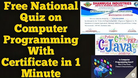 Free National Quiz on Computer Programming with Certificate in 1 Minute|Computer Applications|Python