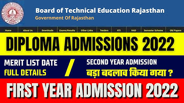 Diploma #Polytechnic #First-year Admission || #BTER Admission Merit List and process Hindi 2022