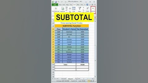 Easy Trick of Subtotal in excel | #youtubeshorts #youtube #ytshorts