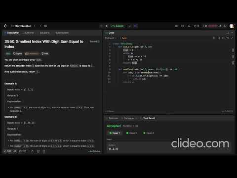 [24.09.26] Leetcode Daily 3550. Smallest Index With Digit Sum Equal to Index