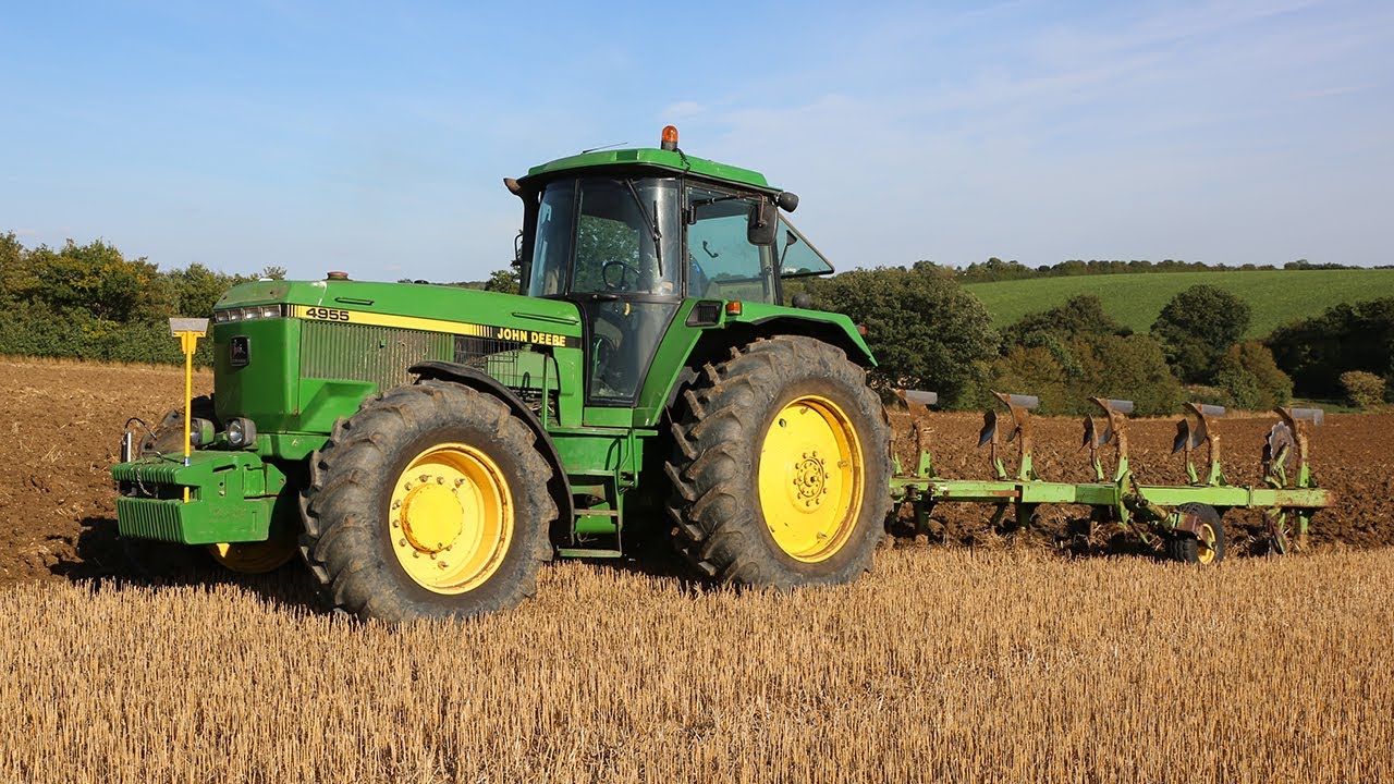 1993 John Deere 4955 (4960) ploughing with 6f Dowdeswell 120-Series | A clip from Project 20