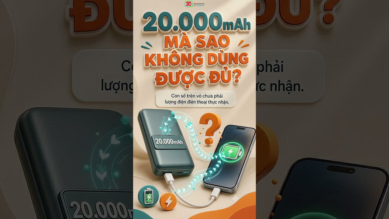 Sạc dự phòng 20.000mAh sao không dùng được đủ? #30sKhamPhaCuocSong #SacDuPhong