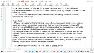 COT OBSERVATION NOTES 2023