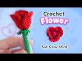Easy No Sew Crochet Mini Flower 🌹 Valentine Rose Amigurumi Tutorial for Beginners