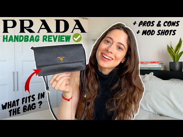 Prada Review, Little Black Bag, Saffiano Leather, MOD Shots, What Fits  In This Bag