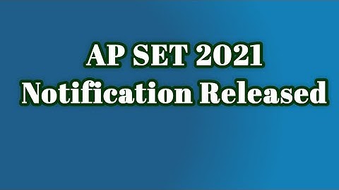 AP SET 2021 Notification