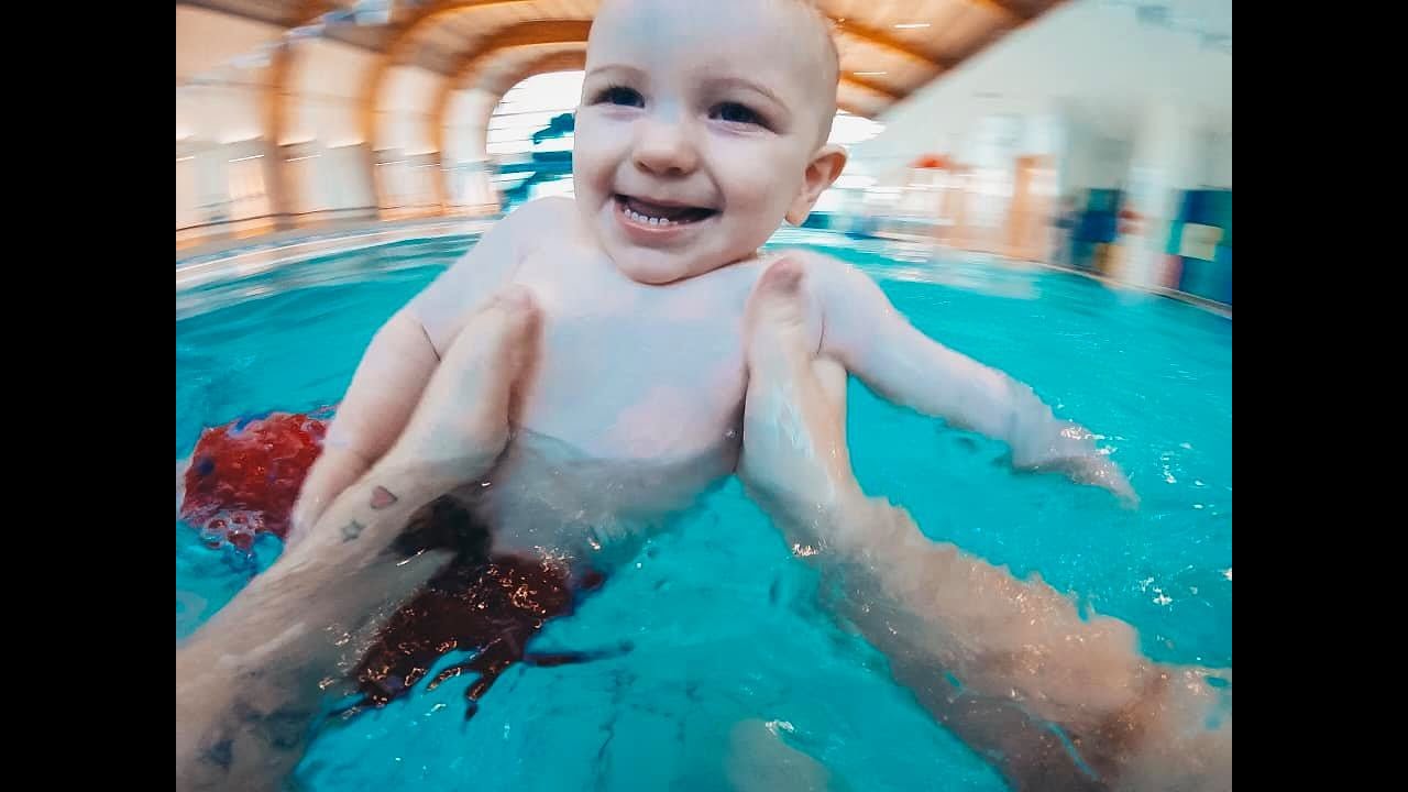 First time at the swimming pool - YouTube