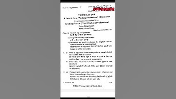 Data Structure 2024 Rgpv Question Paper #cs303 #co303 #ct303