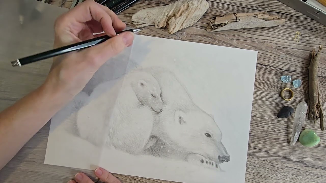 Isbjørne i Sne i grafit