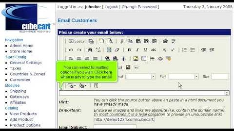 How to send email in CubeCart