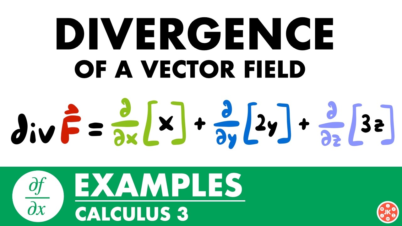 Divergence Character Math Divergence of a Vector Field Examples | Calculus 3 - JK Math - YouTube