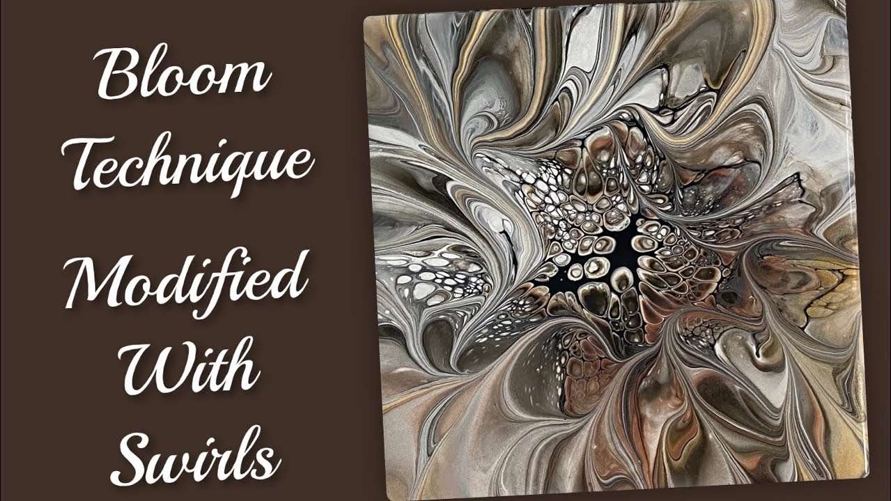 (1120) Modified Bloom, Technique with Swirls, Acrylic Paint Pouring