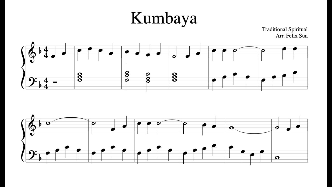 Kumbaya - Sheet Music (beautiful easy piano solo) - YouTube