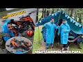 Live bike crashed with papa  night camping in heavy rainfall 