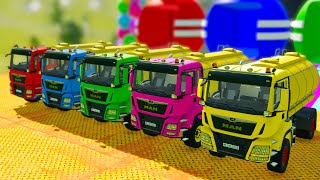 TRANSPORTING TRUCK, AMBULANCE, FIRE TRUCK, POLICE CARS OF COLORS! WITHTRUCKS! FS 22 15