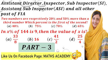 FIA Math Portion Preparation | FPSC PPSC & NTS  | Important Question | Percentage