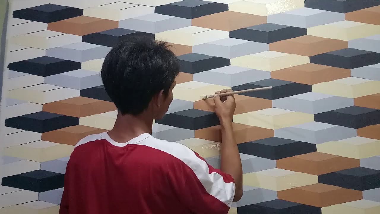 Membuat cat  tembok  motif unik WALL PAITING 3D  dekorasi 