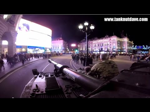 Driving A Tank Through Piccadilly Circus In London December 2014