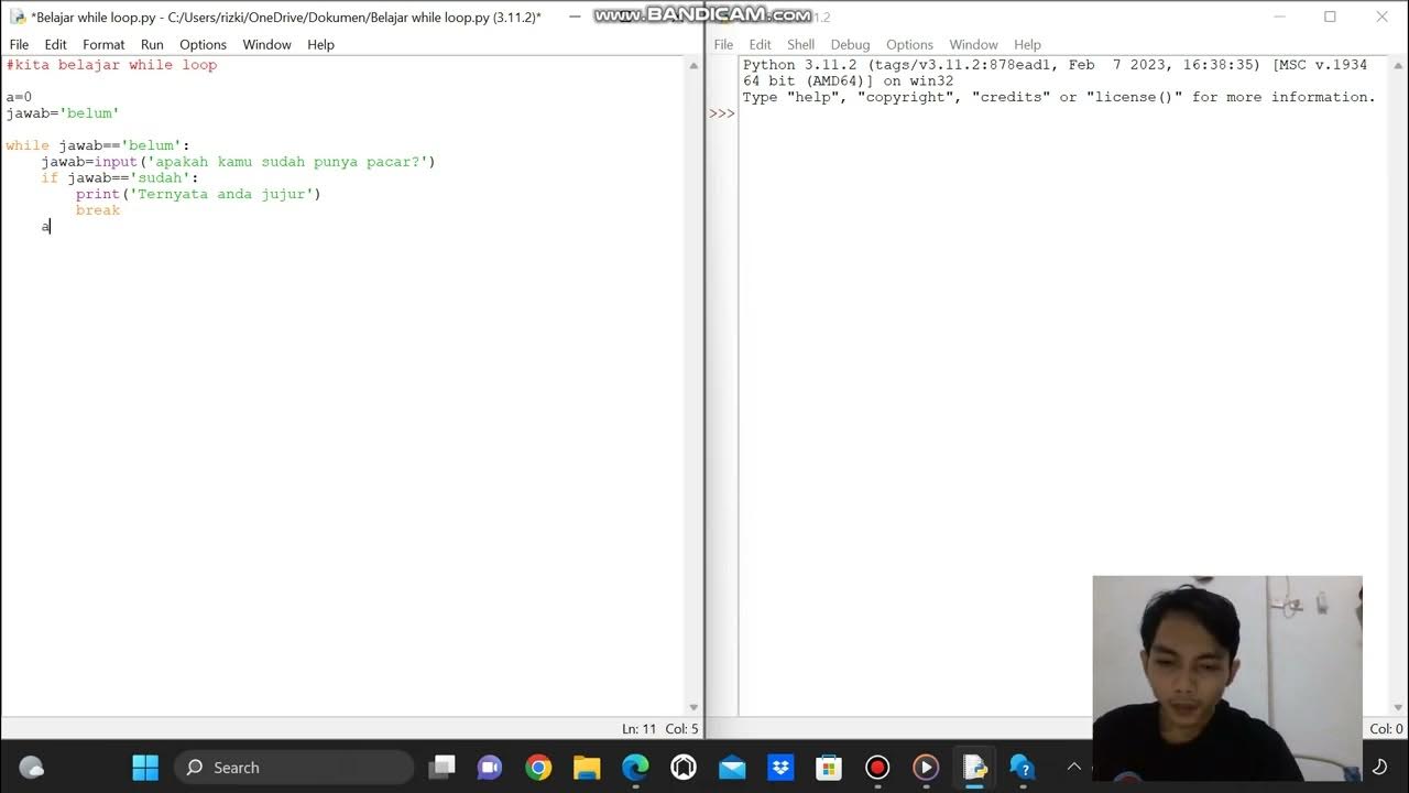 Belajar progam penggunaan while loop di python - YouTube
