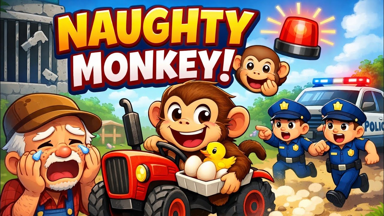 Jail Break! || Monkey Steals Tractor, Duck & Eggs ||  Farmer Crying || Police Help 