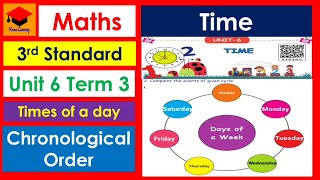 Time- 3rd Standard- Maths- Unit 6- Pages 43 to 48-  Times of a day- Chronological order- Term 3