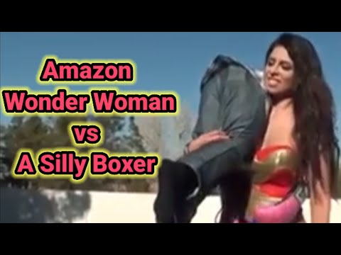 Amazon Wonder Woman vs A Silly Boxer | tall girl short guy | tall amazon woman lift carry