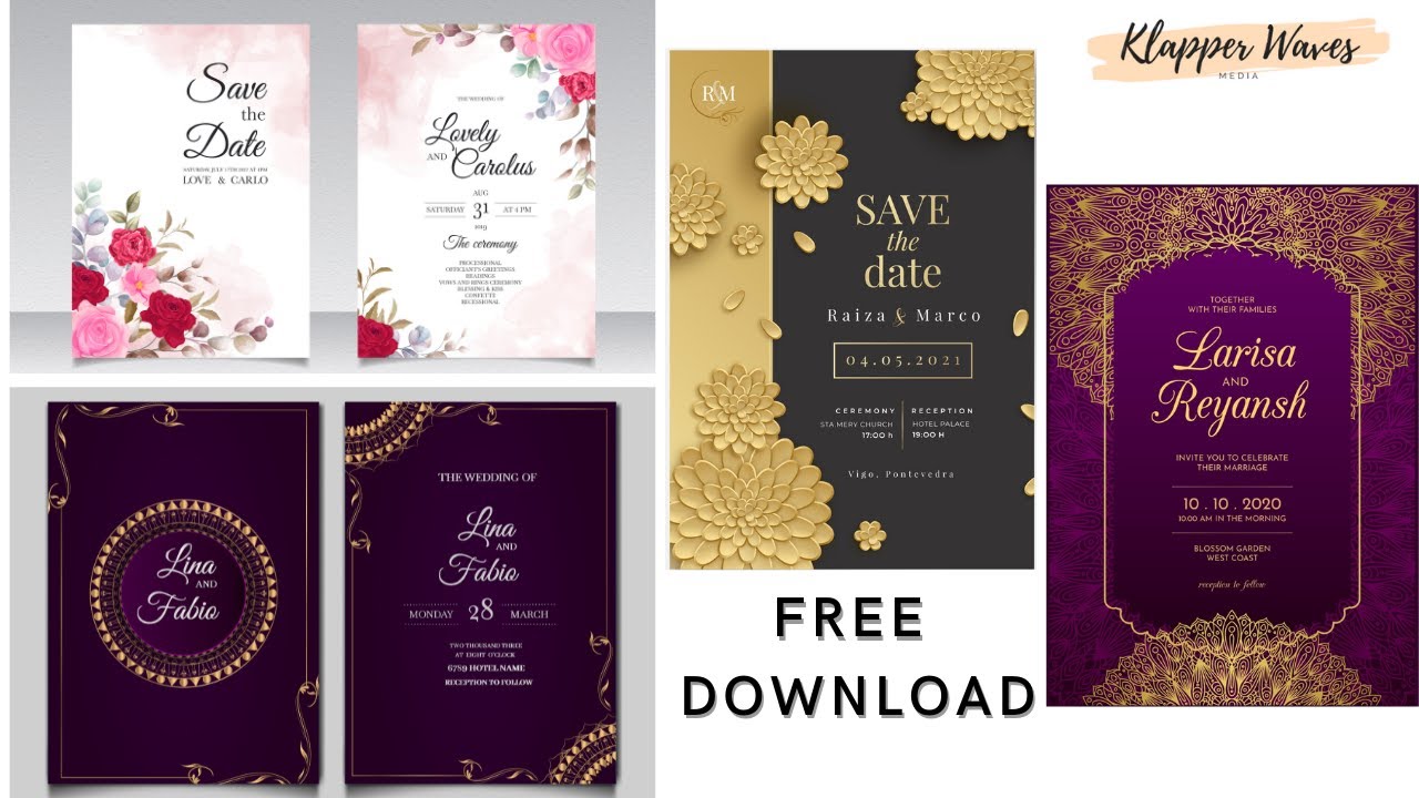 Luxury Wedding Invitation Cards Collections #1  |  FREE Download