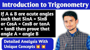 If A and B are acute angles such that SinA = SinB then prove that angle A = angle B | Avnish Sir