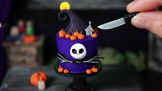 Tiny Edible Tim Burton Cake For Halloween | Mini Halloween DIY Cake Decorating | Miniature Cooking