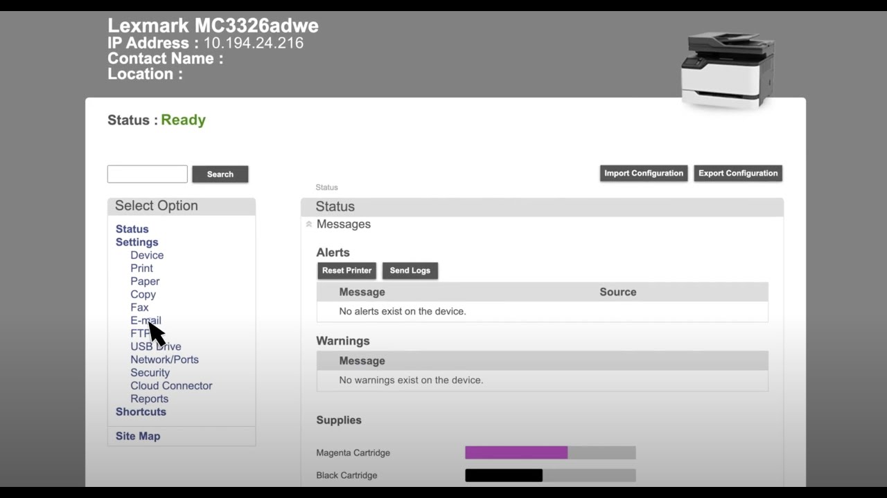 Lexmark Configuring The E Mail Smtp Settings Using The Embedded Web Server Youtube