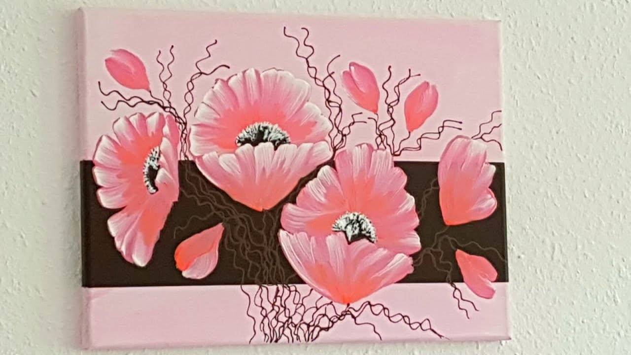 Blumen Malen Acryl Rosa Fur Anfanger Flowers Acrylic Painting Pink For Beginners Youtube