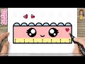 How To Draw A Cute Ruler Easy Step By Step Drawing And Coloring For Kids 
