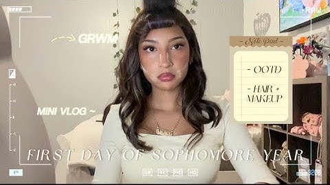 first day of school ~ sophomore year ~ grwm 𖡼.𖤣𖥧𖡼. ( skincare, hair, makeup, ootd )