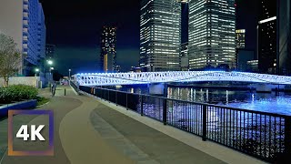 Walking the Bay Area Via the New Humanitarian Bridge | Tokyo Night Walk【4K】
