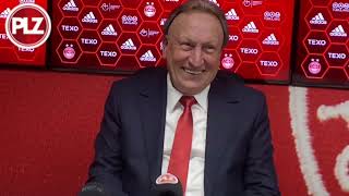 “That’s where all the idiots are isn’t it?” Warnock jokes about the red shed at full time.