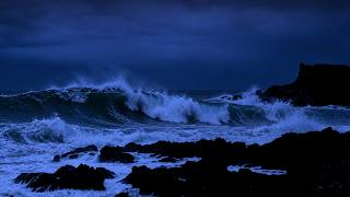 Full Ocean Sounds At Midnight (No Ads) - Heavy Rolling Waves Through The Night for Deep Sleeping News
