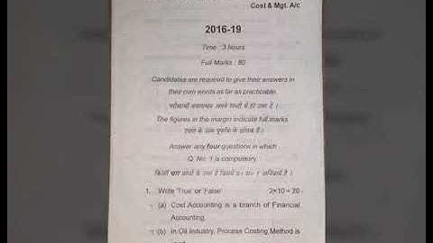 vbu/bbmku ug semester5 b.com(351) Cost and Management Accounting 2016-19