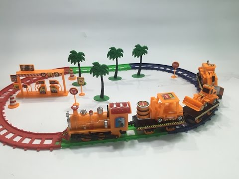 đồ chơi đoàn tàu train toys Đoàn tàu chở xe xúc đất đồ chơi excavator toy 火车玩具 @KidsmileTV