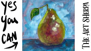 Pear still life 🌟🎨 How to paint acrylics for beginners: Paint Night at Home