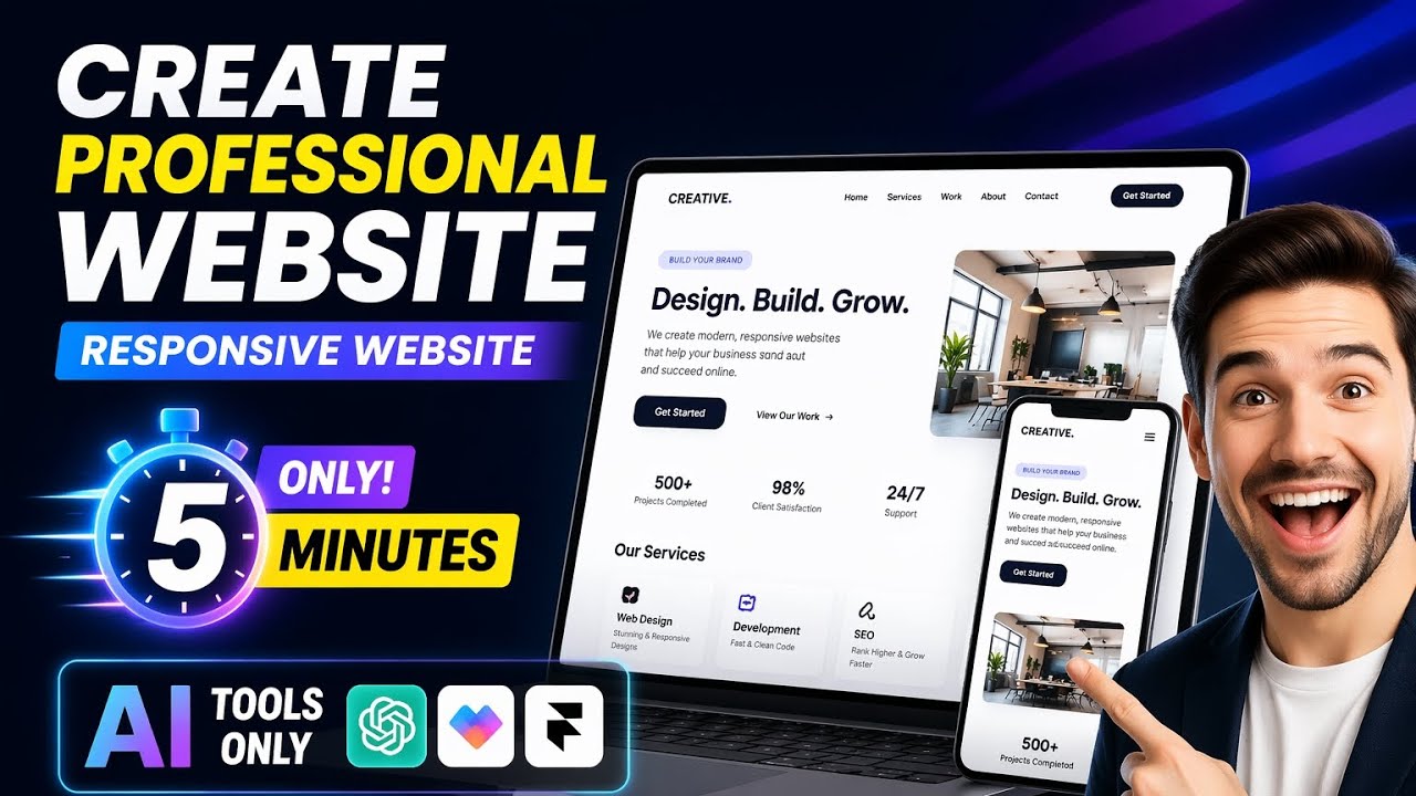 How to Create Professional Website using AI 🔥| Free 😱 | Vibe Coding ...