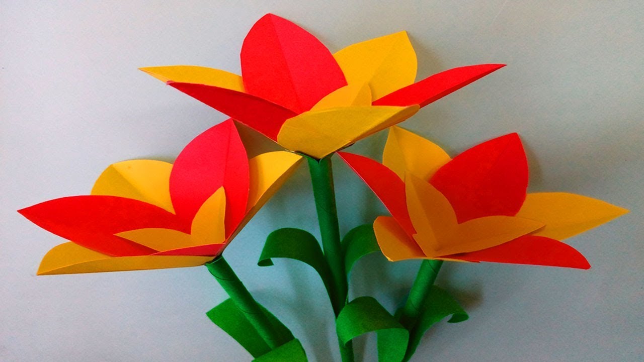 How to make beautiful stick flowers with paper - Diy paper flowers