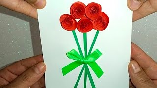 أجمل بطاقة تهنئة لعيد الأم أعياد الميلاد باقة وردBiglietto d'augurio rose di carta bouquet birthday