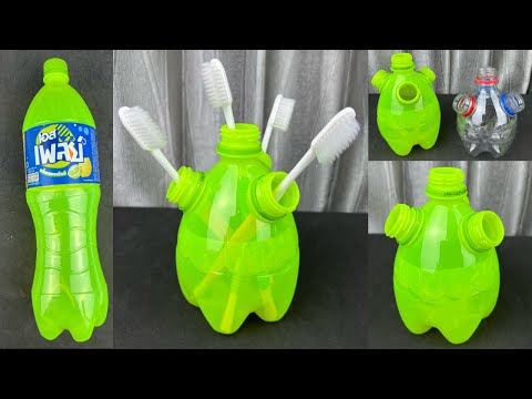 DIY Plastic bottle . ที่ใส่แปรงสีฟันจากขวดพลาสติก