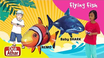 Oca Athar Mainan Balon Ikan Nemo & Baby Shark bisa Terbang dengan Remote Control