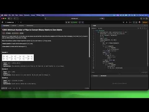 No Sound Leetcode 1284: Minimum Number of Flips to Convert Binary Matrix to Zero Matrix