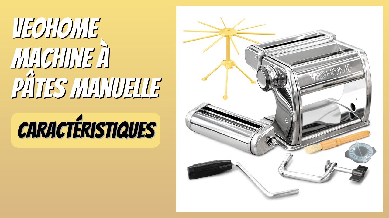 Machine à pâtes manuelle VeoHome avec séchoir pour tagliatelles, spaghettis, lasagnes