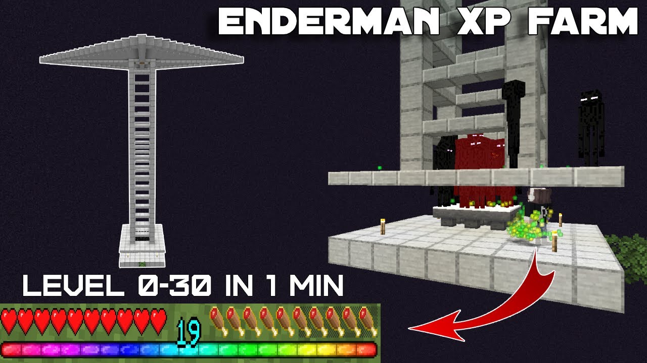 Minecraft Enderman 1 Hit Farm - Super Fast XP 